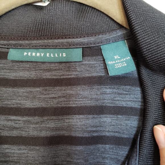 Perry Ellis Stripe Three Button Spread Collar Golf Polo XL - Picture 4 of 7